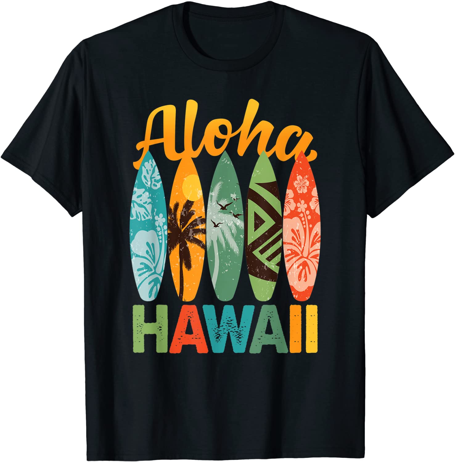 Retro Hawaiian Surfboard Aloha Hawaii Island Surfer T-Shirt