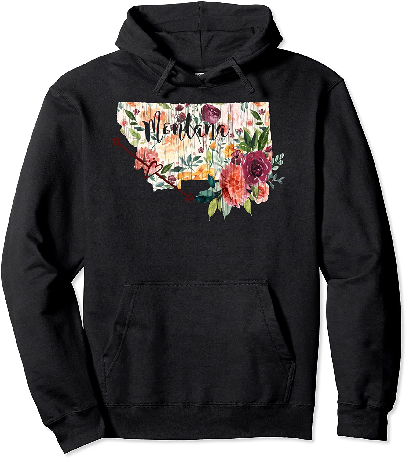 Montana Floral Flower Heart Arrow Hoodie Sweatshirt