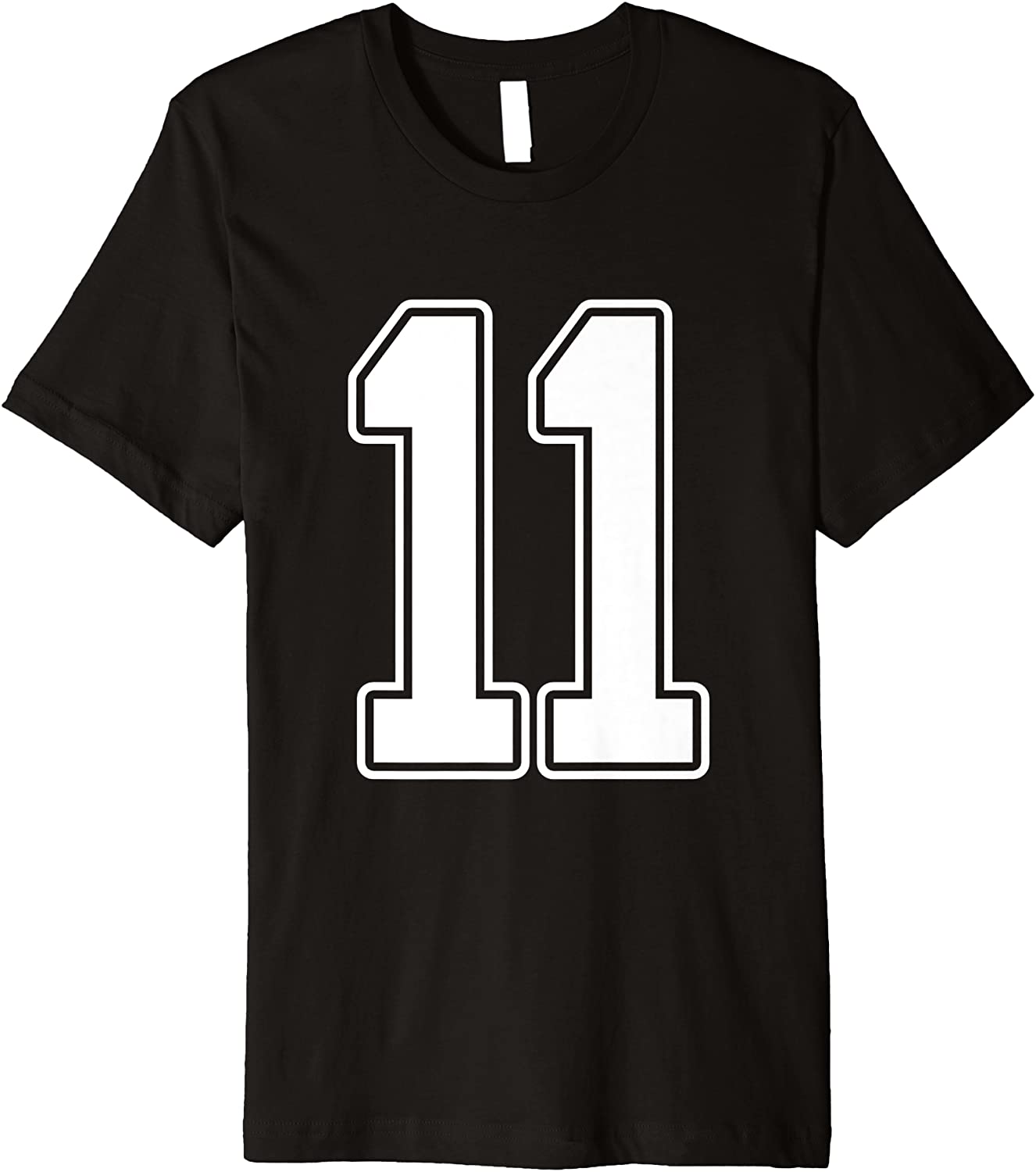 11 White Outline Number 11 Sports Fan Jersey Style Premium T-Shirt