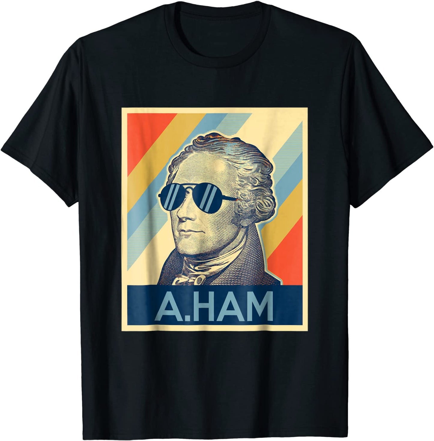 Hamilton tshirt wearing sunglasses