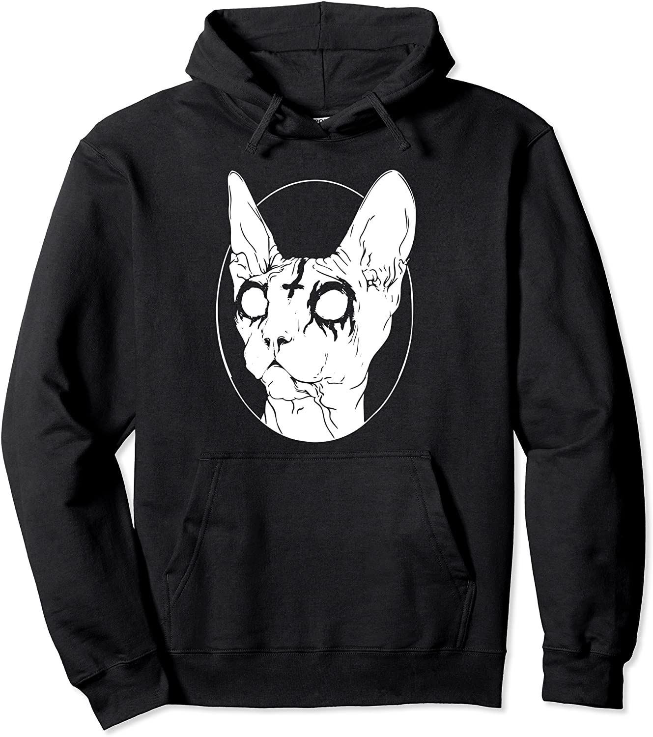 Black Death Sphynx Cat Goth Pullover Hoodie