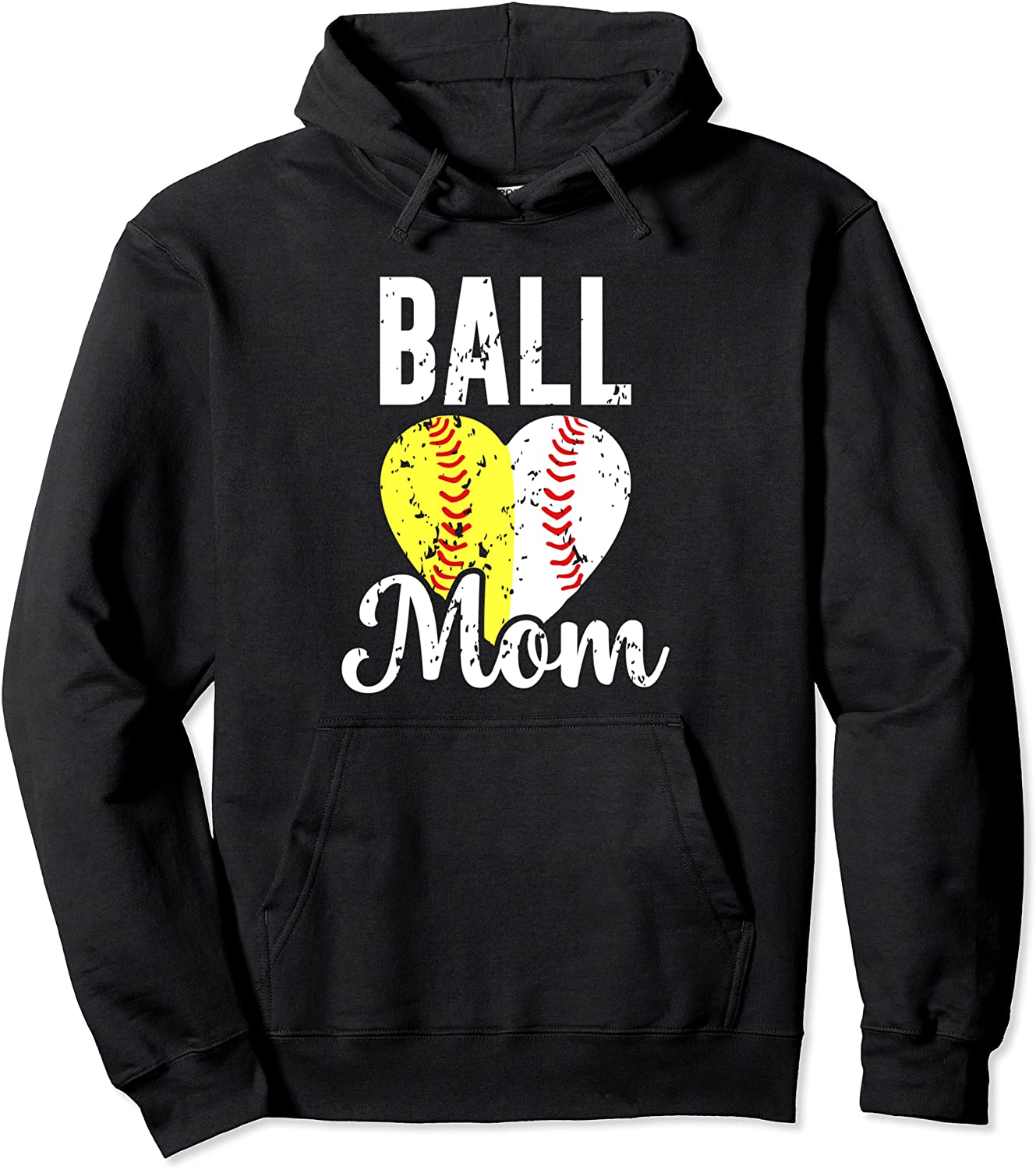 Womens Ball Mom Baseball Softball Mama Team Sports Pullover Hoodie