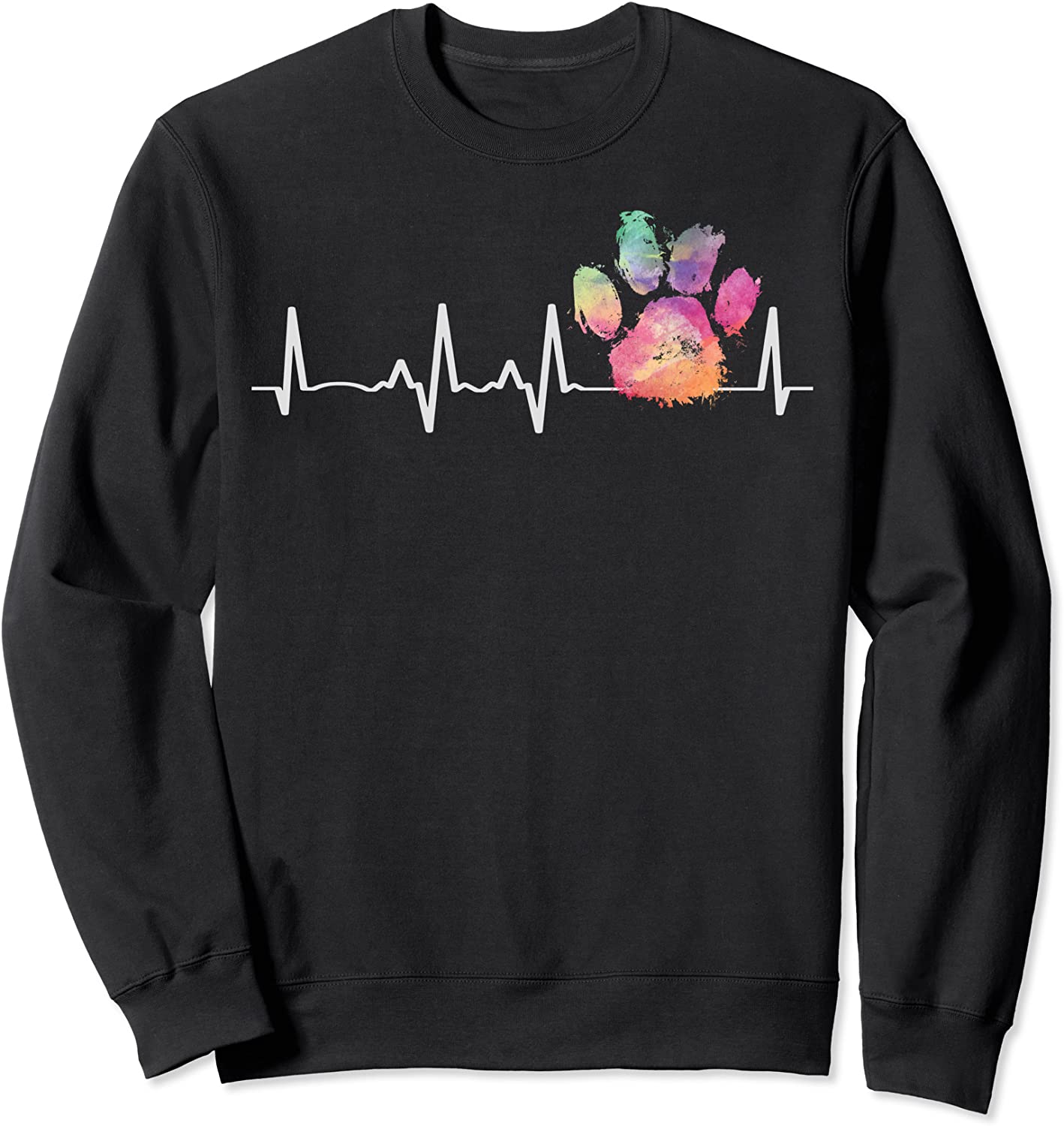 Cute Veterinarian Gift Rainbow Paw Print Heartbeat Vet Tech Sweatshirt