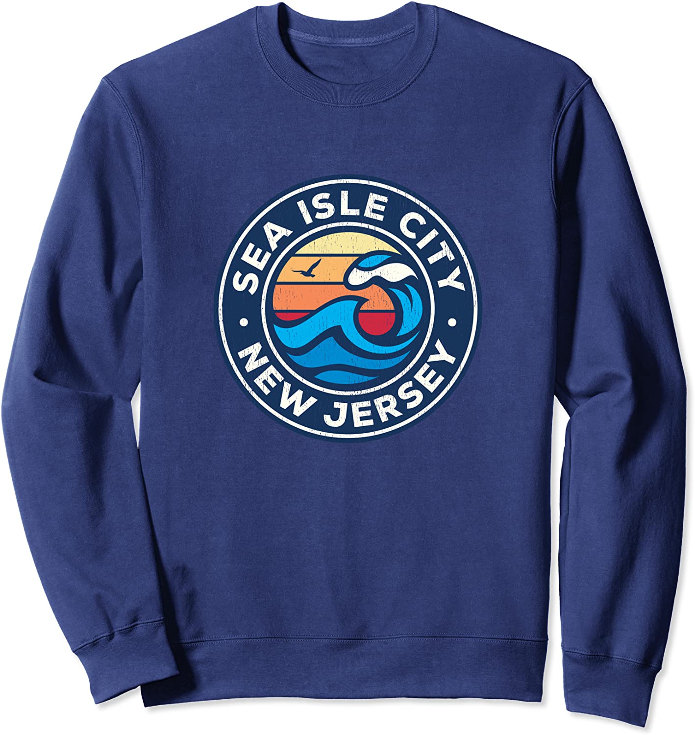 Sea Isle City New Jersey NJ Vintage Nautical Waves Design Sweatshirt