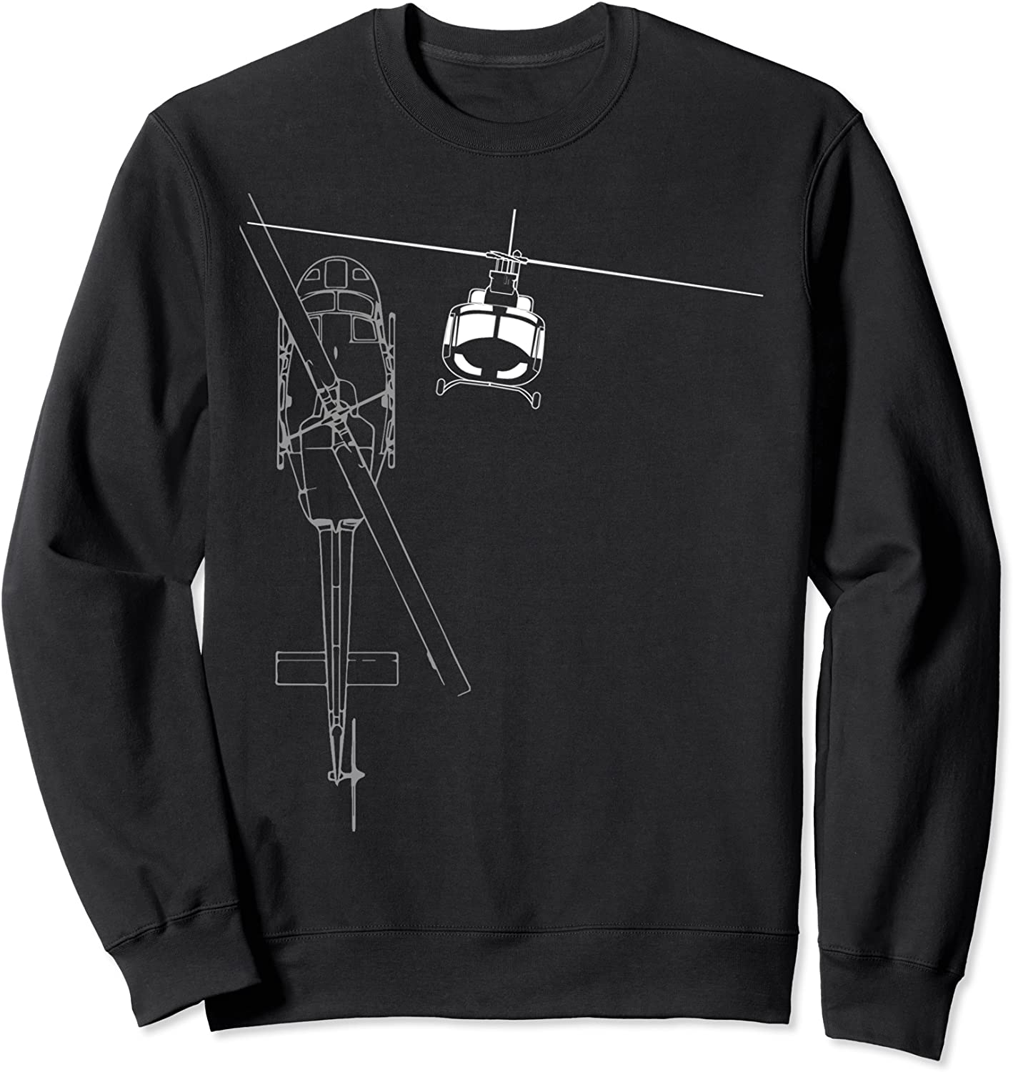 UH-1 Huey Helicopter Military Aircraft Line Art Sweatshirt