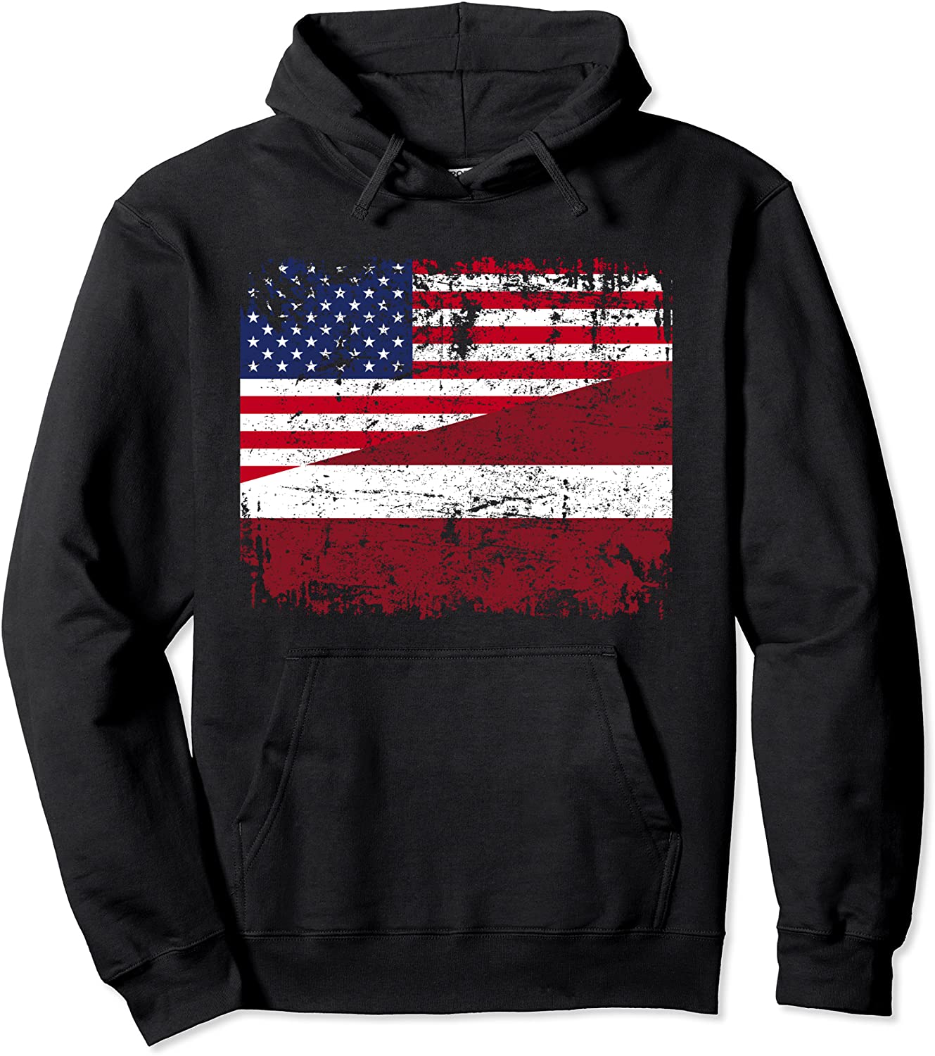 LATVIAN ROOTS Half American Flag USA LATVIA FLAG Pullover Hoodie