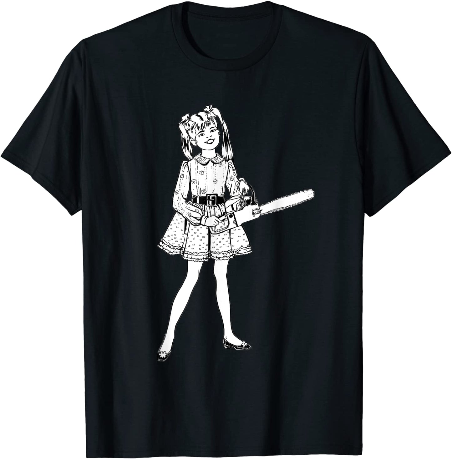 Chainsaw Girl Punk Goth Horror Fan Sinister Rocker T-Shirt