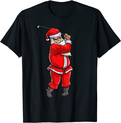 Santa Golf Club And Ball Sport Christmas Boys Golfer Golfing T-Shirt