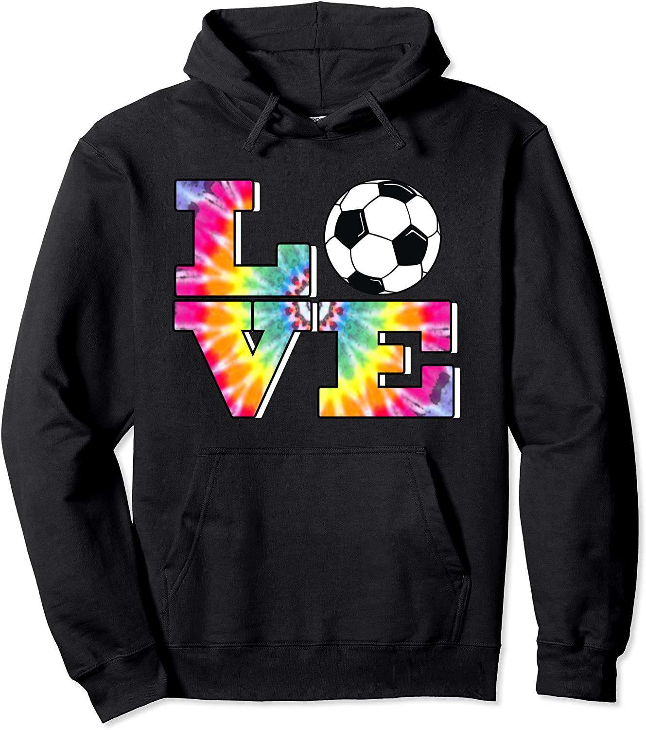 Soccer Tie Dye LOVE Multi Color Teen Girls Pullover Hoodie