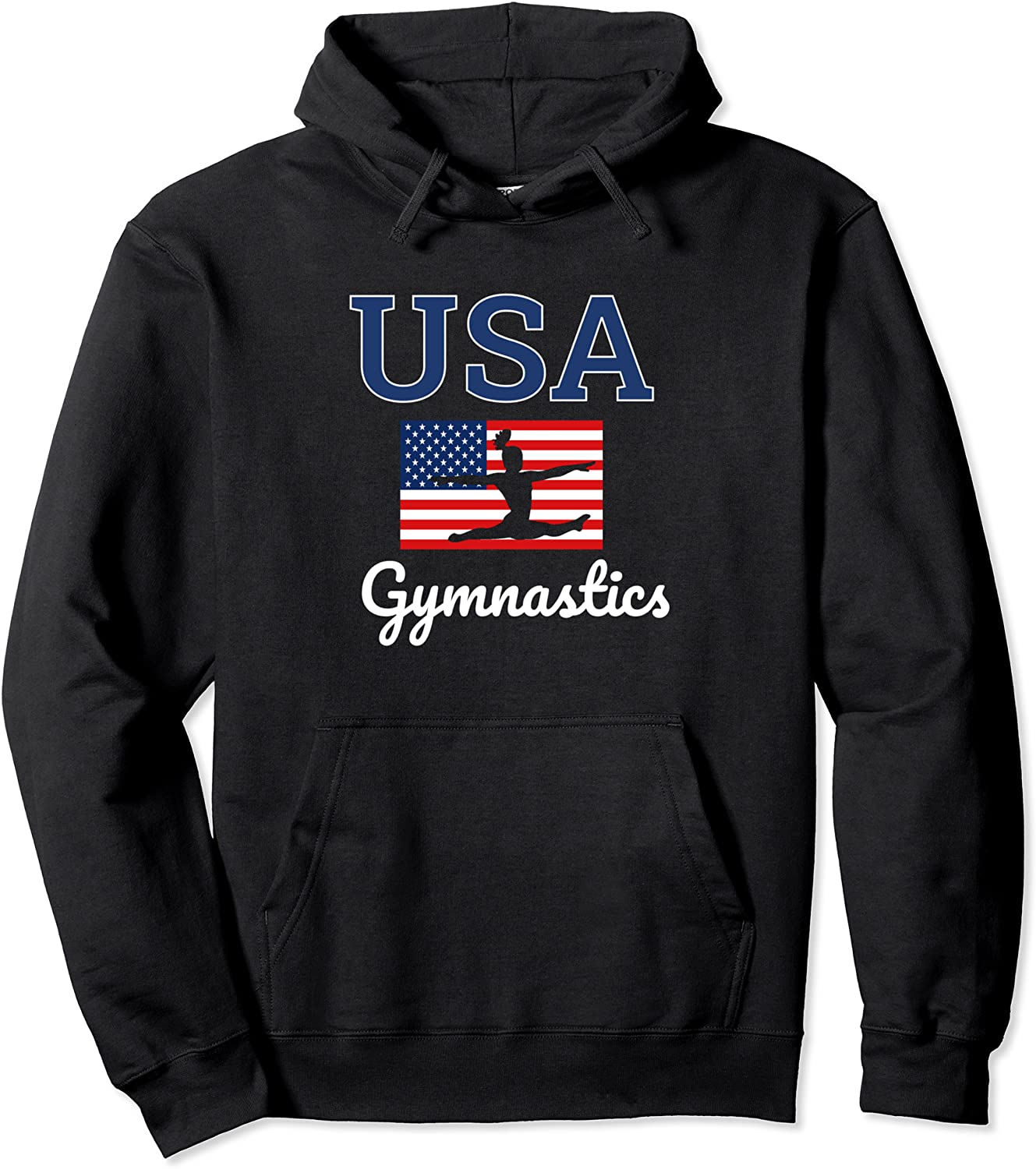 Girl Tumbling Team Gear Gymnast Gymnastics USA American Flag Pullover Hoodie