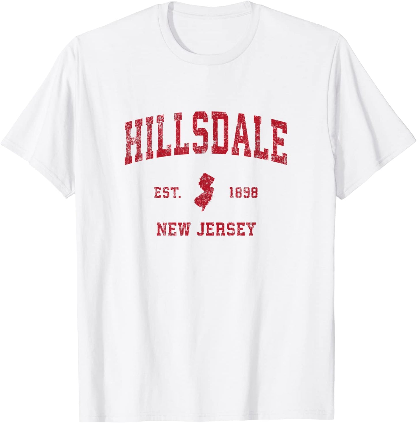 Hillsdale New Jersey NJ Vintage Sports Design Red Print T-Shirt