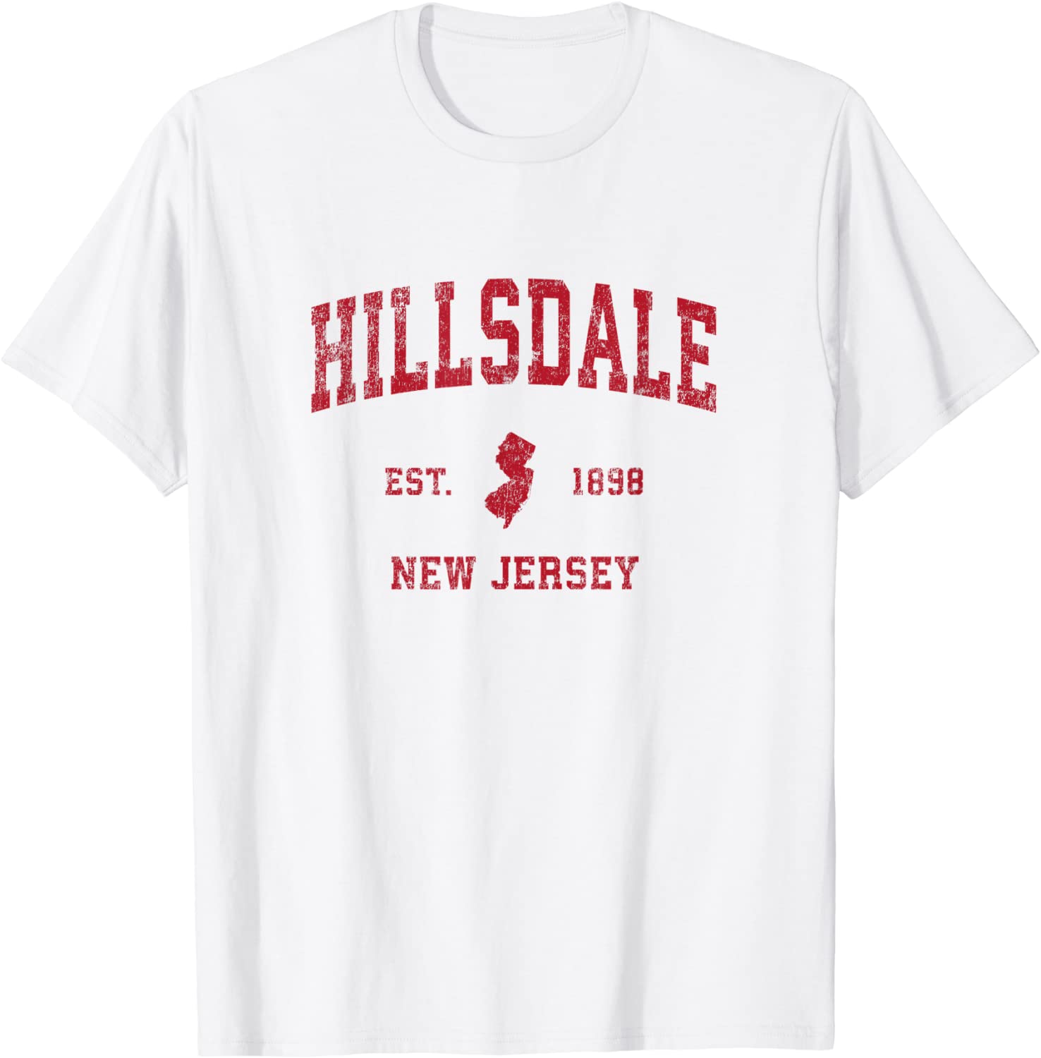 Hillsdale New Jersey NJ Vintage Sports Design Red Print T-Shirt