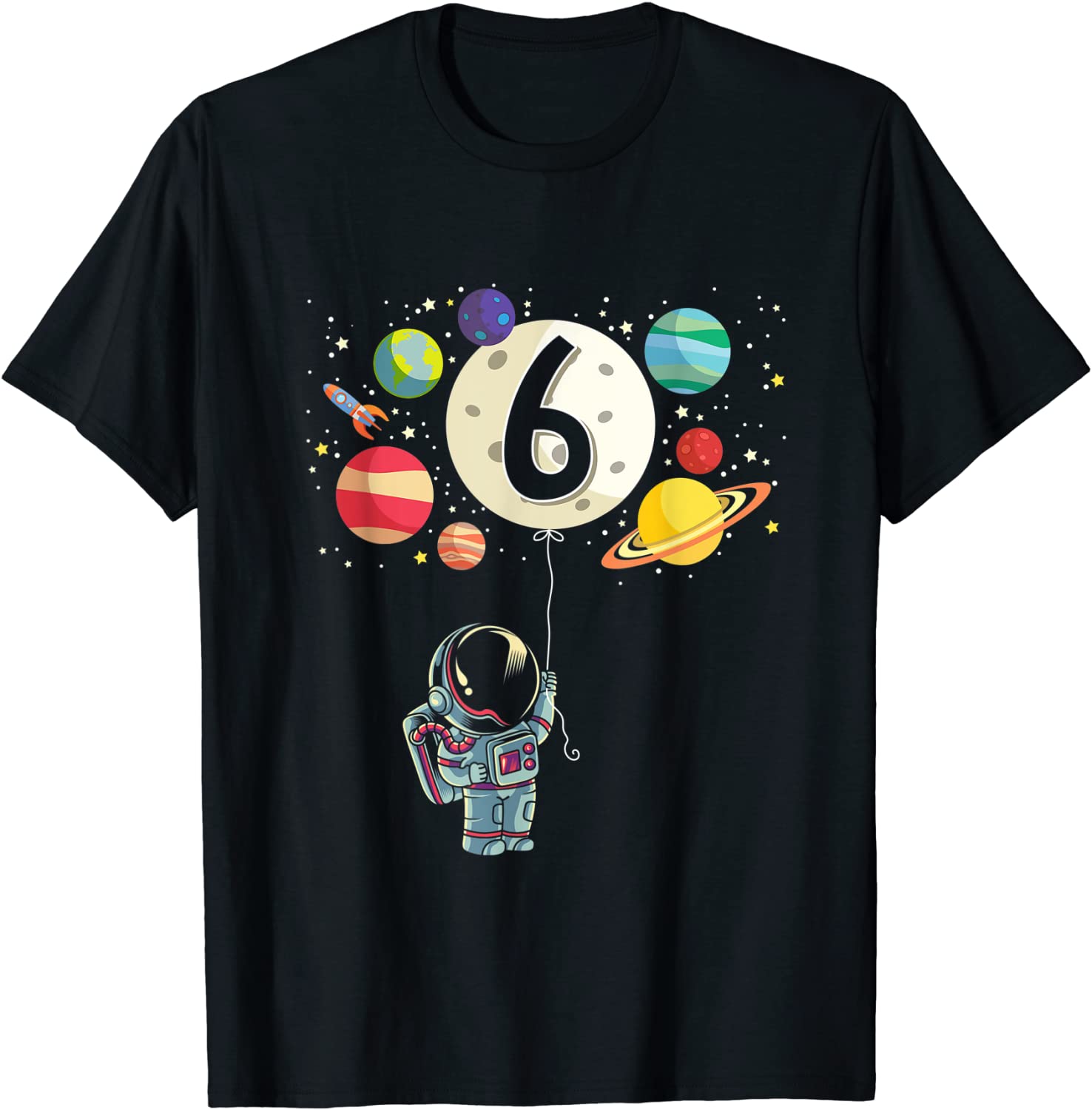 6 Years Old Birthday Boy Gifts Astronaut 6th Birthday T-Shirt
