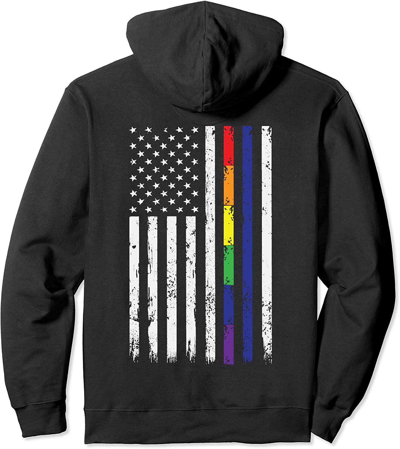 Police Support LGBT Gay Pride Thin Blue Line Rainbow Flag Pullover Hoodie