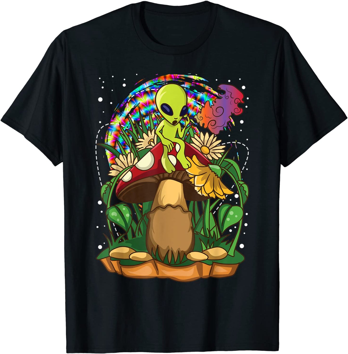Funny Magic Mushroom Alien Trippy Shroom LSD Weed Acid Trip T-Shirt