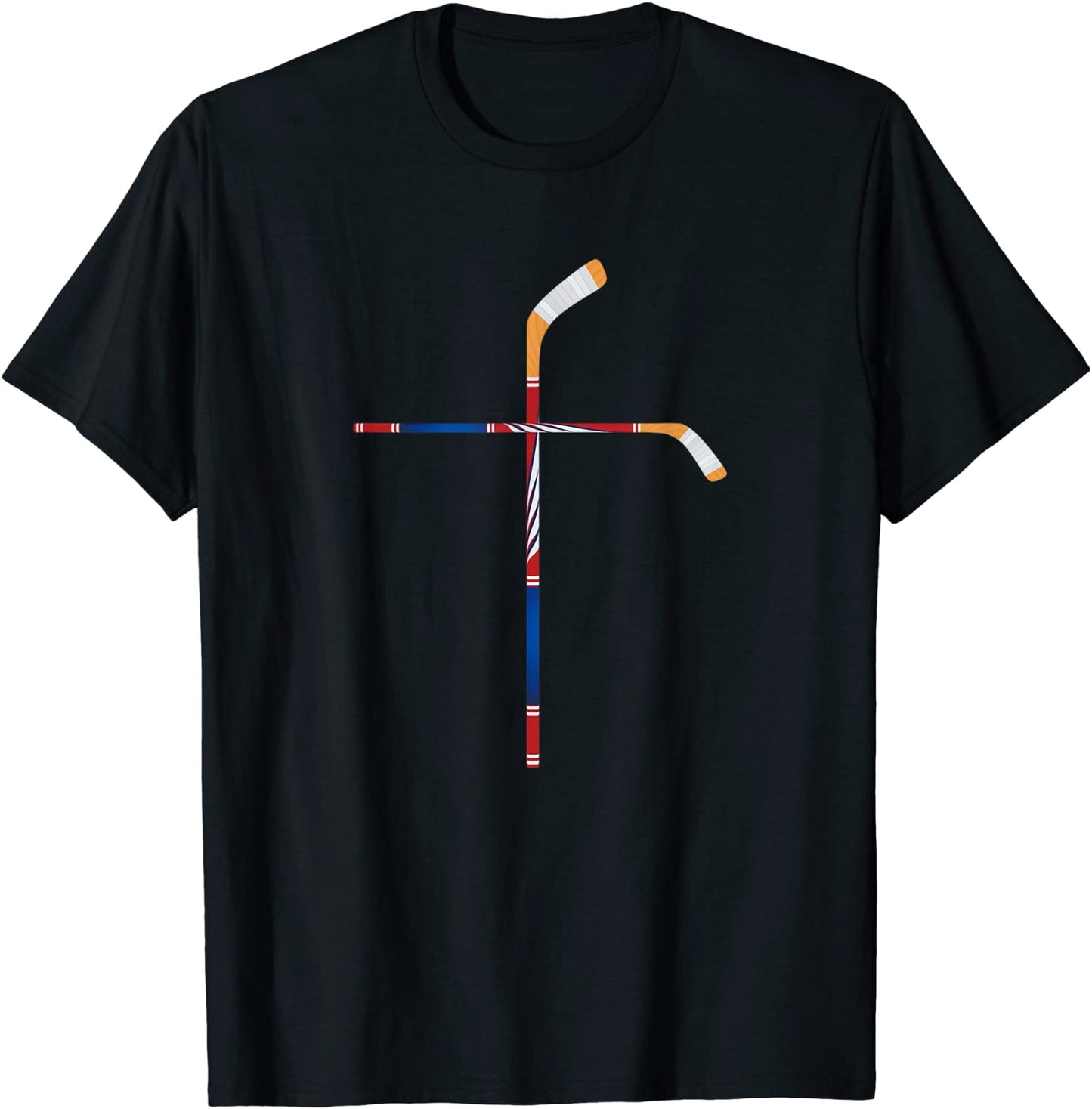 Christian Ice Hockey Sticks Cross Faith Sports T-Shirt