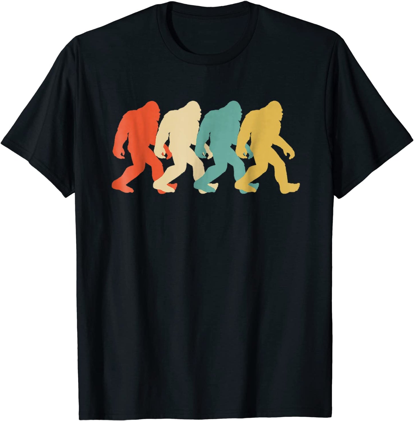 Bigfoot Silhouette Retro Pop Art Sasquatch Graphic T-Shirt