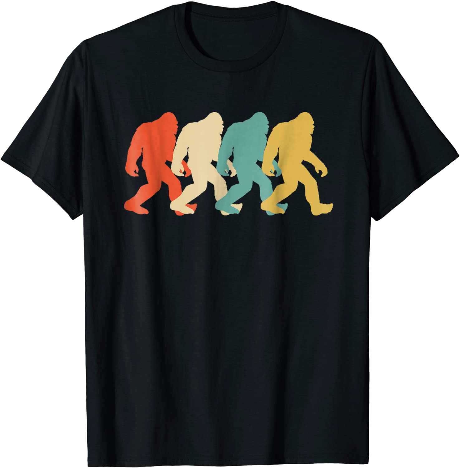 Bigfoot Silhouette Retro Pop Art Sasquatch Graphic T-Shirt