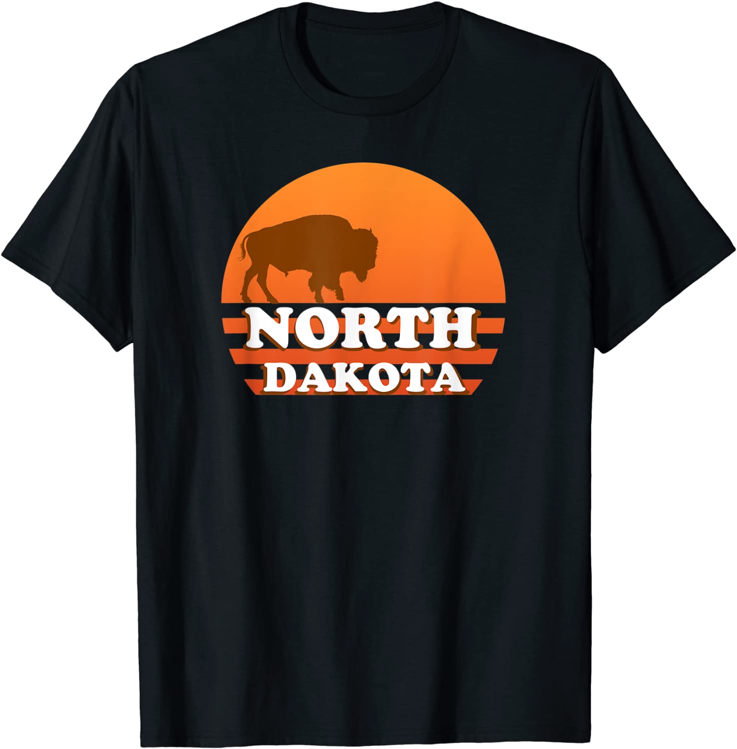 Vintage Sunset North Dakota 70s 80s Retro Bison Buffalo T-Shirt