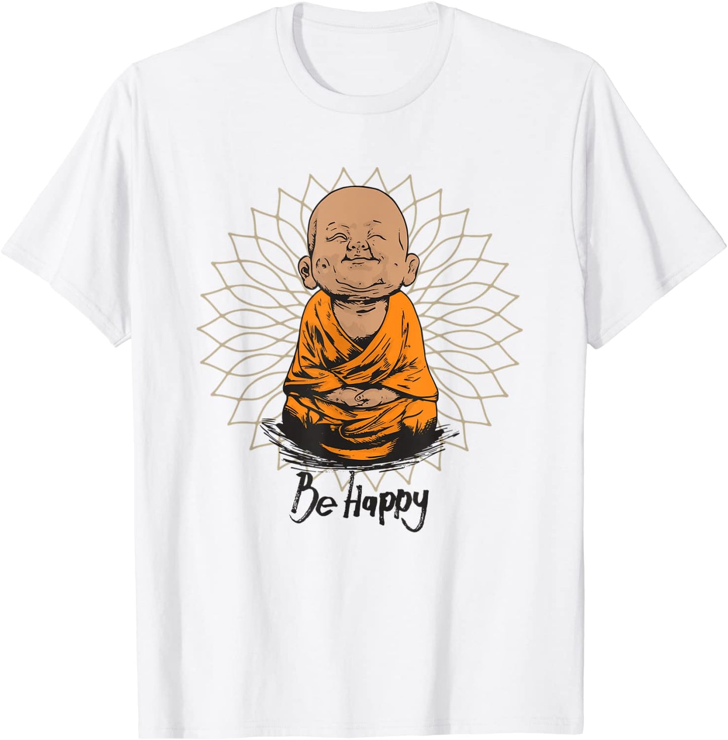 Be Happy shirt Zen Little Buddha tshirt Mandala T-shirt gift