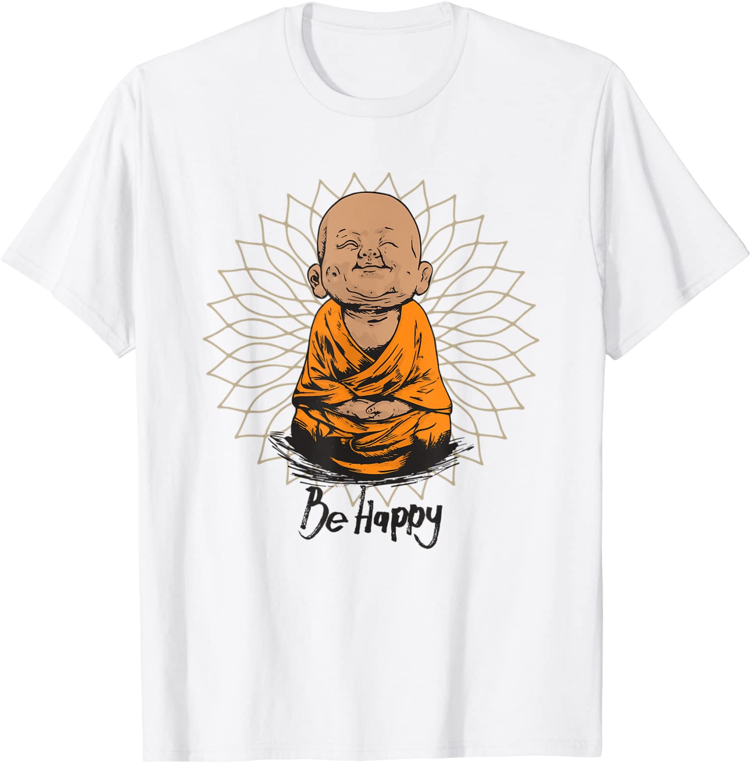 Be Happy shirt Zen Little Buddha tshirt Mandala T-shirt gift