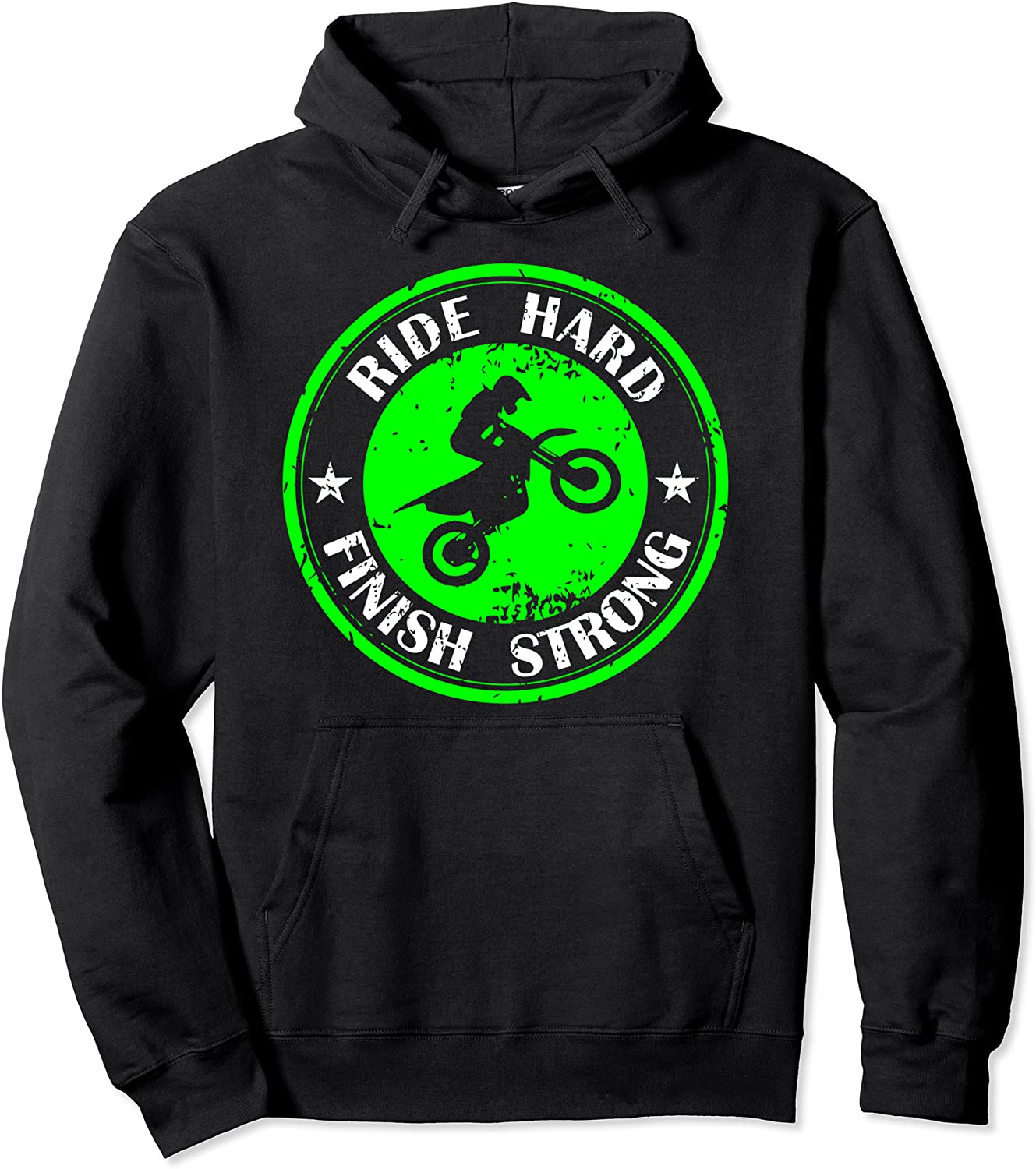 motocross dirt bike motorcycle rider distressed green riding Pullover Hoodie