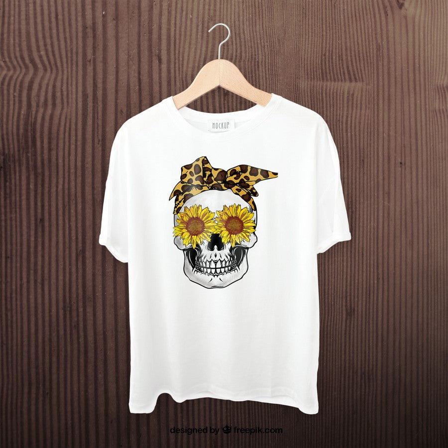 Sunflower Skull Leopard Print Bandana Cats Sugarskull Lovers Tank Top