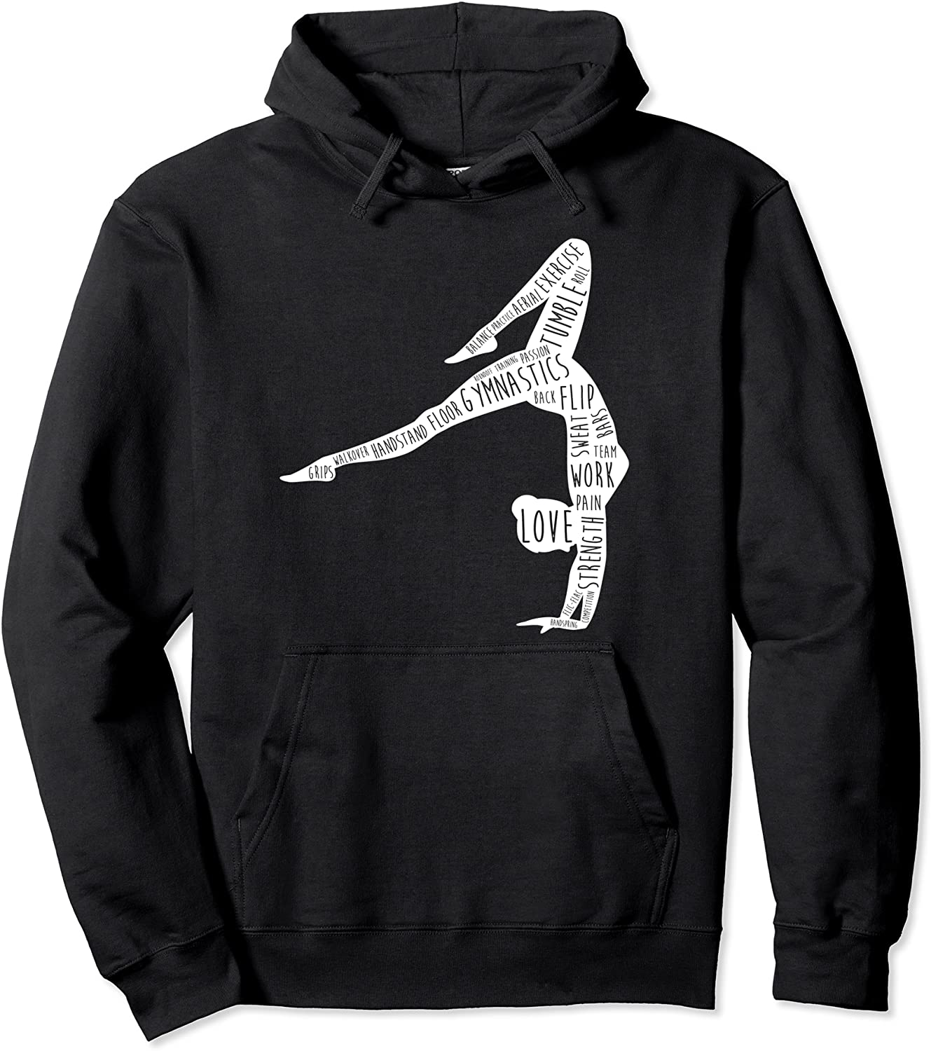 Gymnastics Words Hoodie for Girls Cute Gift Gymnast Girl Pullover Hoodie