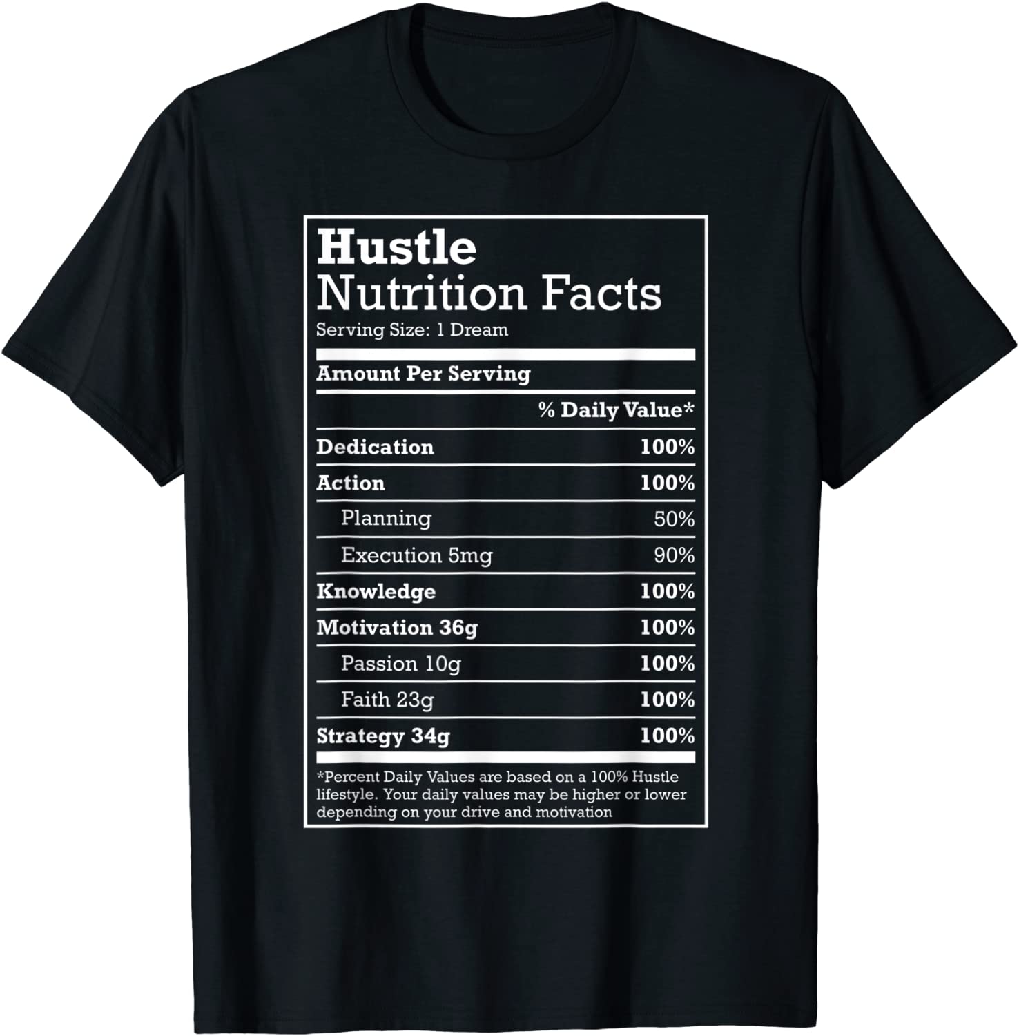 Hustle Nutrition Facts Hustle Hard Hip Hop Christmas Gift T-Shirt