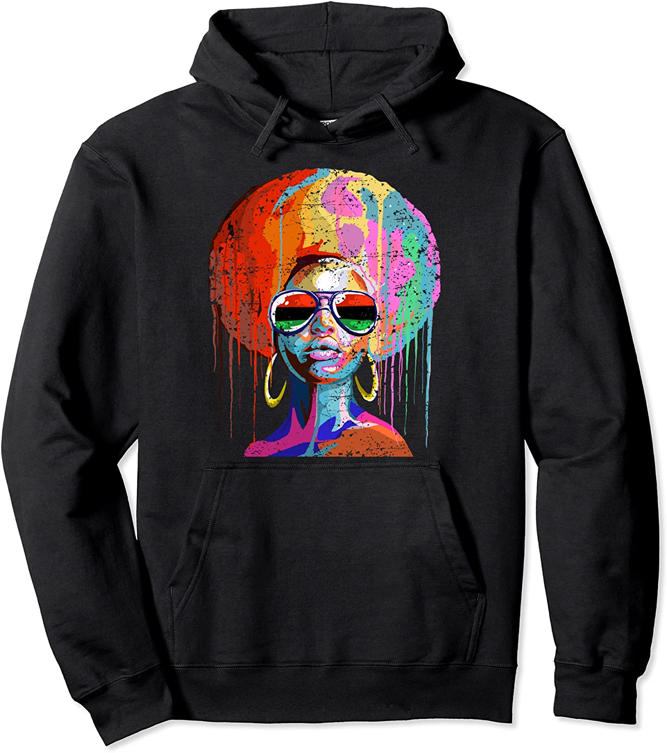 Black Queen Afro Melanin Art Pullover Hoodie