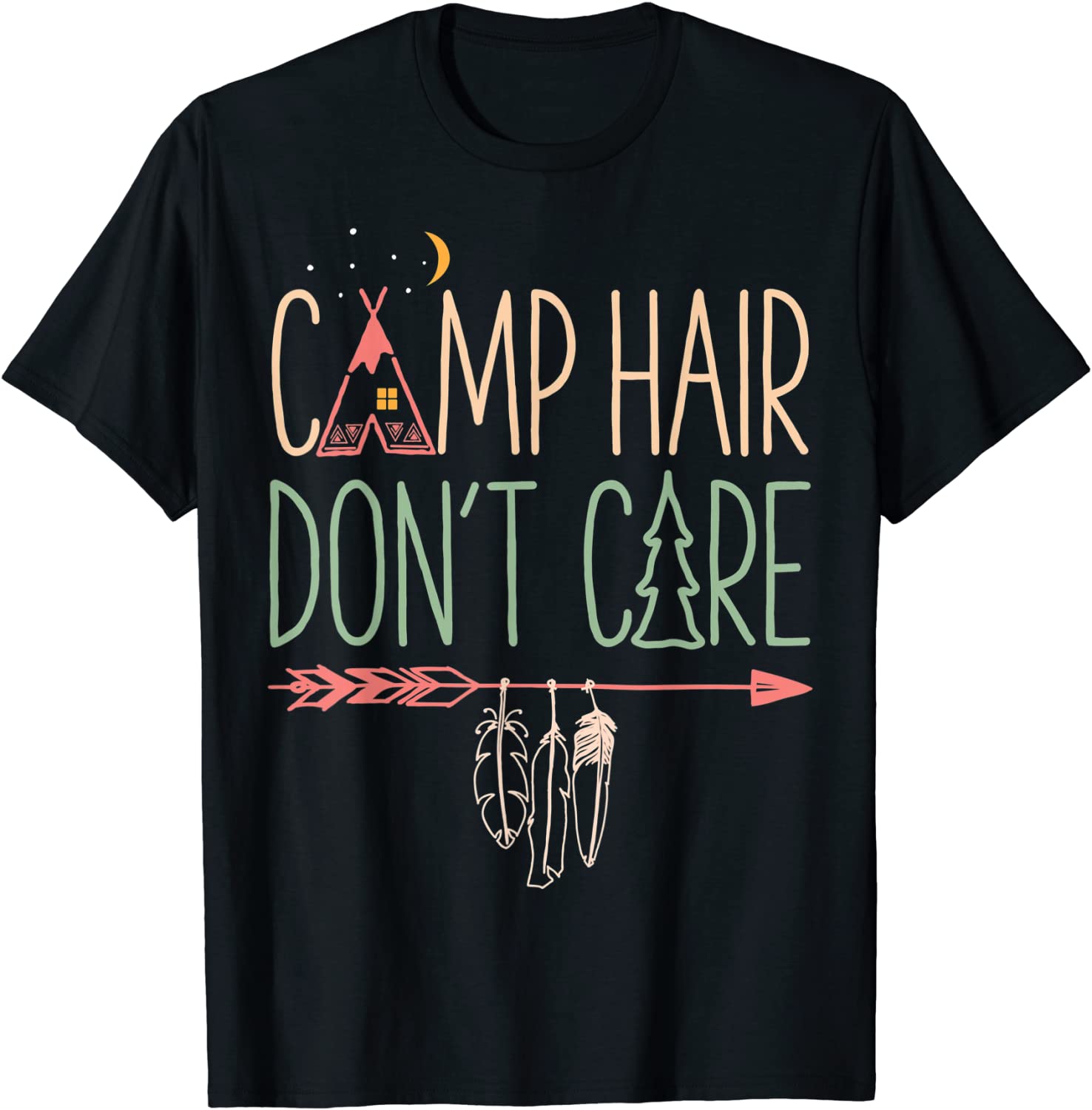 Camp Hair Dont Care T shirt Camping Camper Women Girls Kids T-Shirt