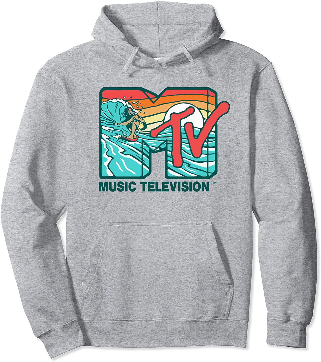 Mademark x MTV - MTV Catch a Wave MTV Surfer Logo Retro Graphic Pullover Hoodie