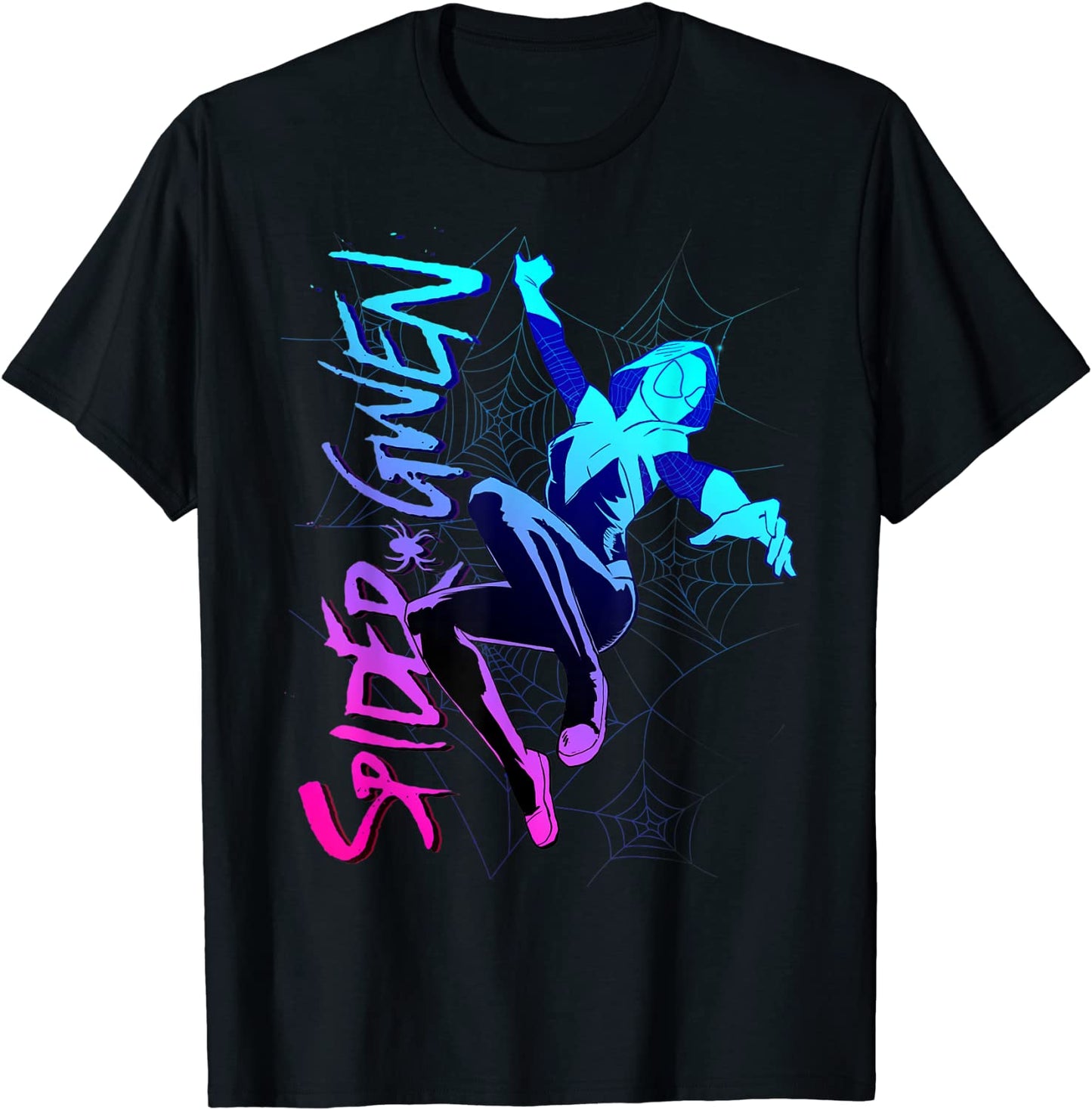 Marvel Spider-Gwen Neon Gradient Web Graphic T-Shirt T-Shirt