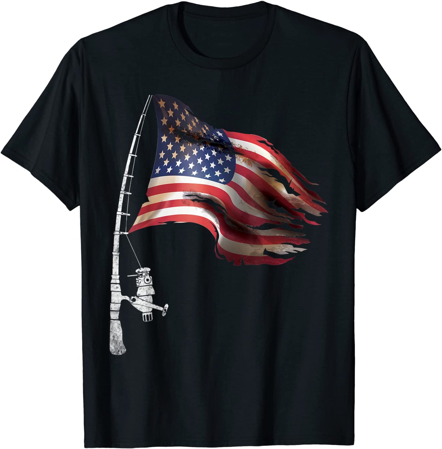 Fishing American Flag Fisherman Patriotic day 4th of July T-Shirt