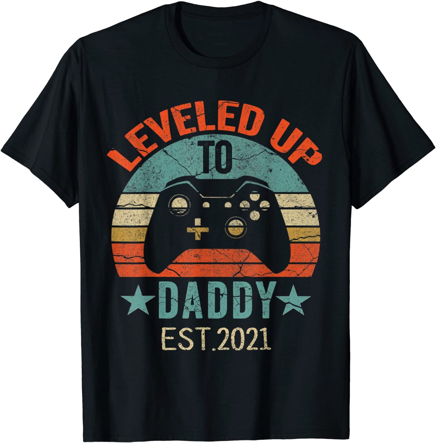Promoted To Daddy EST 2021 Tee Vintage Men Leveled Up To Dad T-Shirt