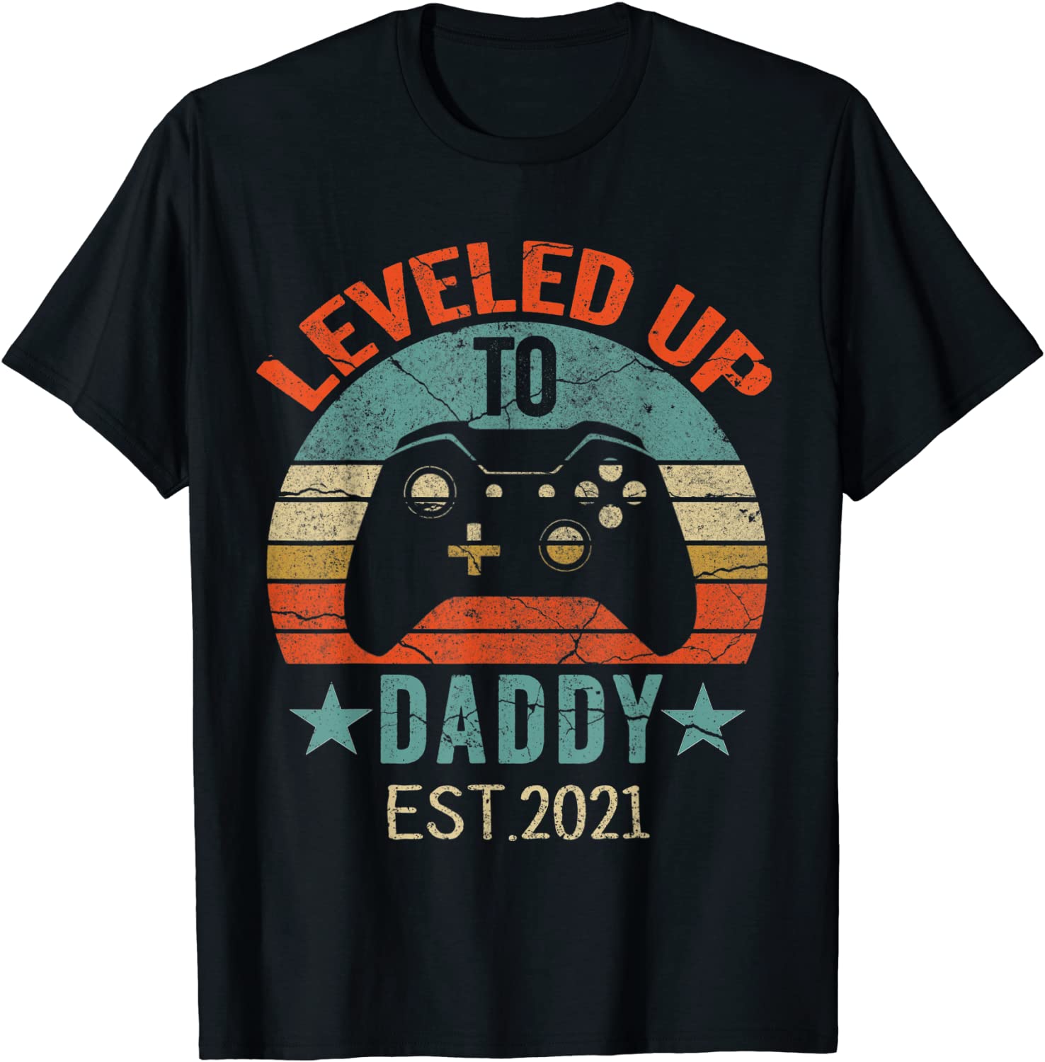 Promoted To Daddy EST 2021 Tee Vintage Men Leveled Up To Dad T-Shirt