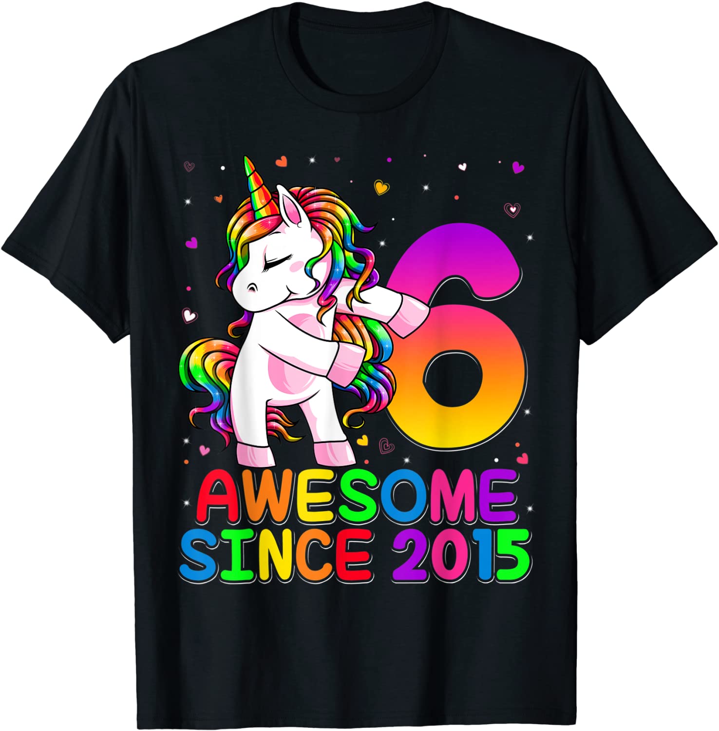 6 Years Old Unicorn Flossing 6th Birthday Girl Unicorn Party T-Shirt