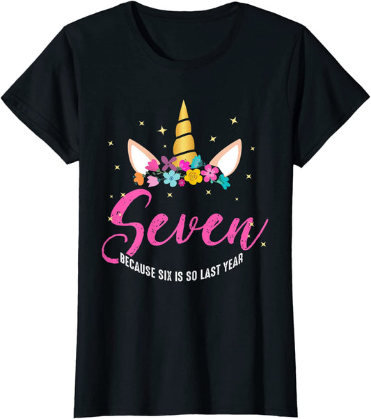 7 Years Old Birthday Girl Gifts Unicorn 7th Birthday T-Shirt