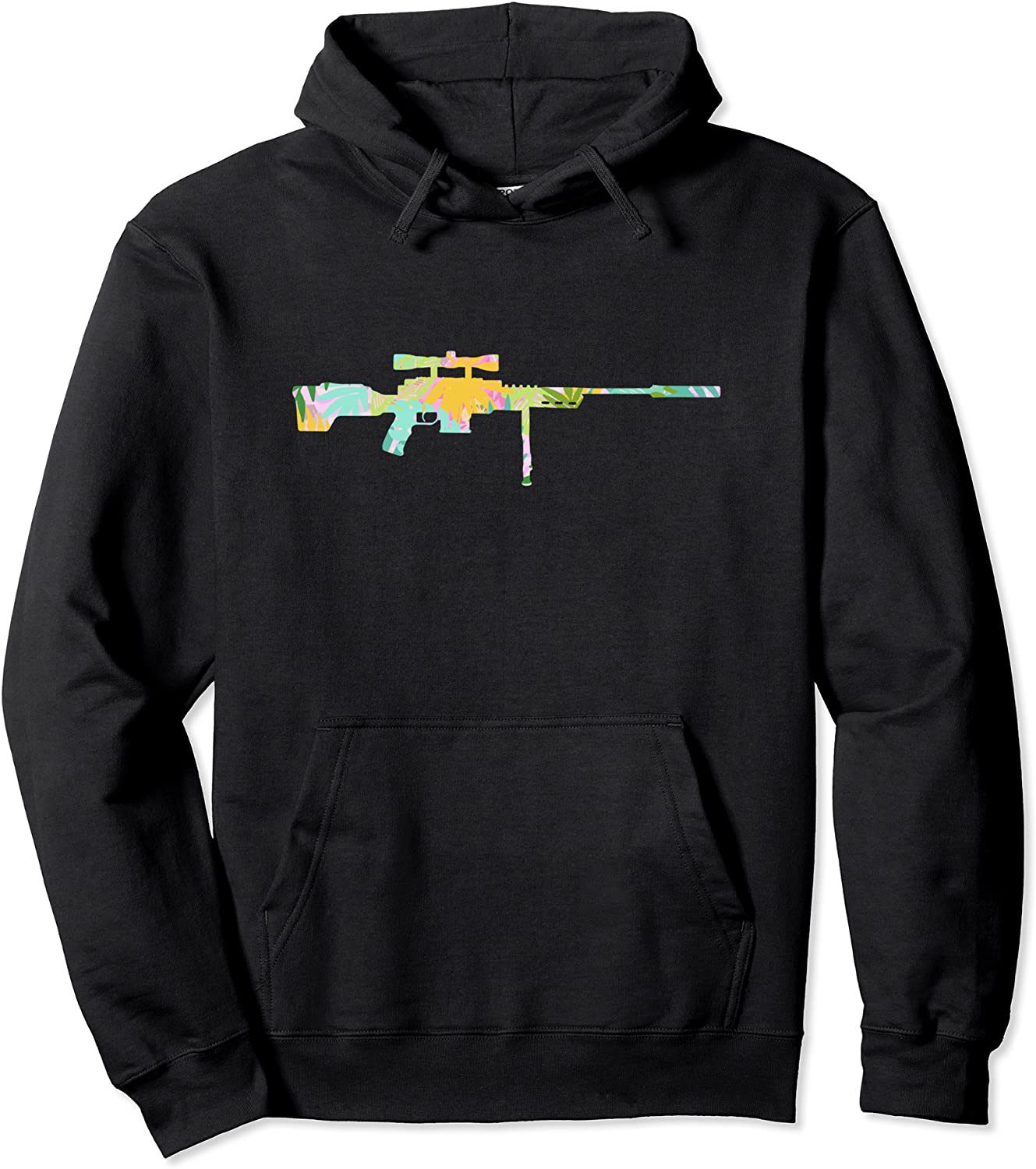 Tropical Gun Lover Firearm Beach Hawaiian Gift Sniper Rifle Pullover Hoodie