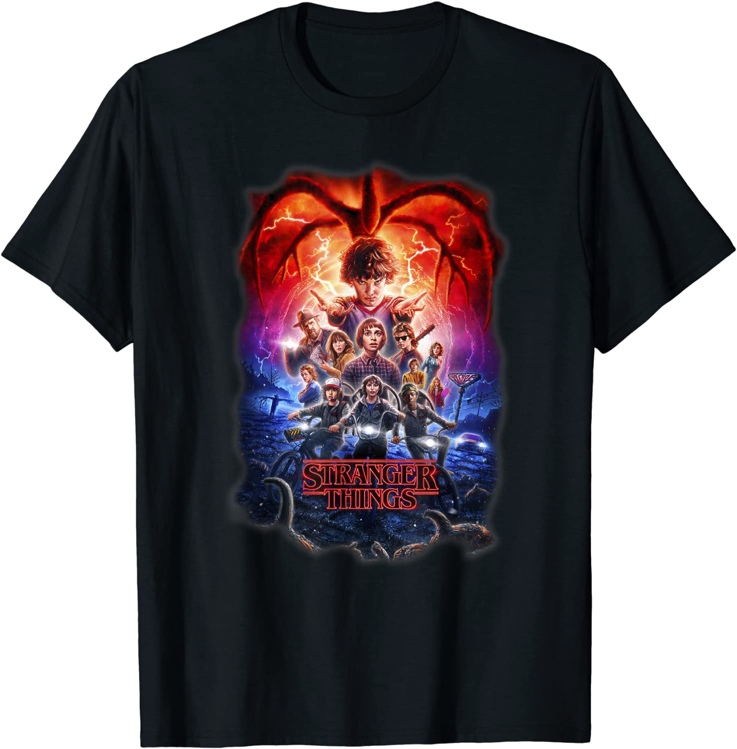 Stranger Things Group Shot Poster Fade T-Shirt