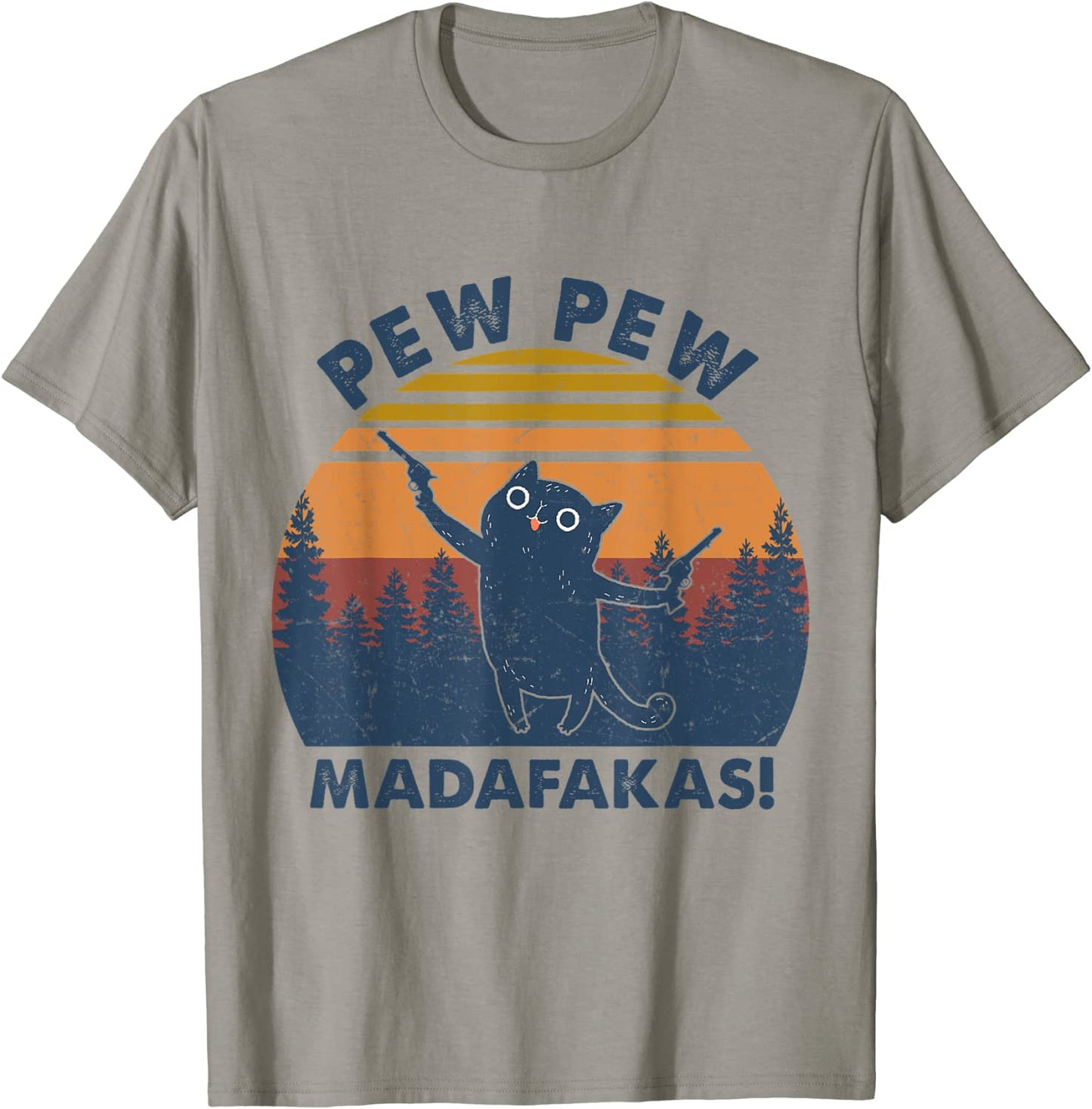 Pew Madafakas Shirt Pew Guns Funny Vintage Black Cat T-Shirt