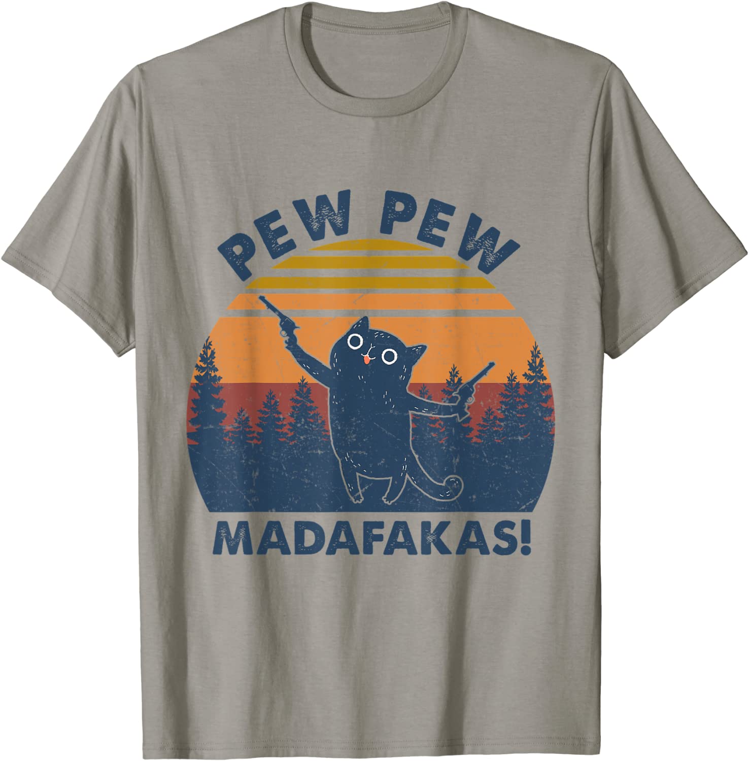 Pew Madafakas Shirt Pew Guns Funny Vintage Black Cat T-Shirt