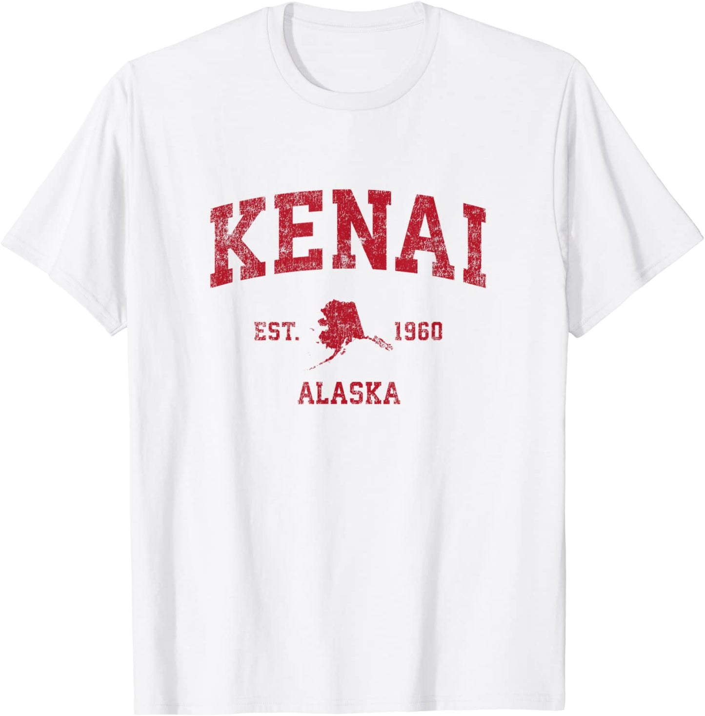 Kenai Alaska AK Vintage Sports Design Red Print T-Shirt