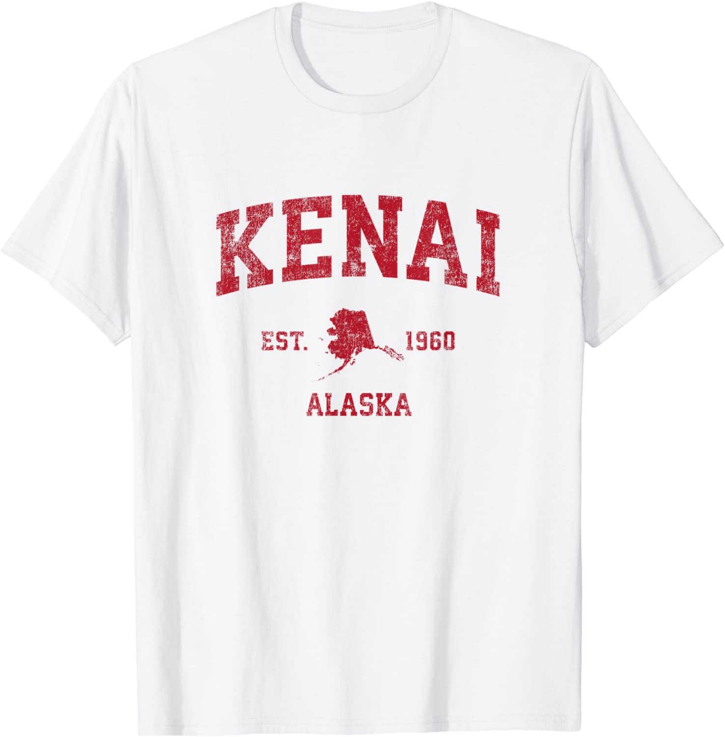 Kenai Alaska AK Vintage Sports Design Red Print T-Shirt