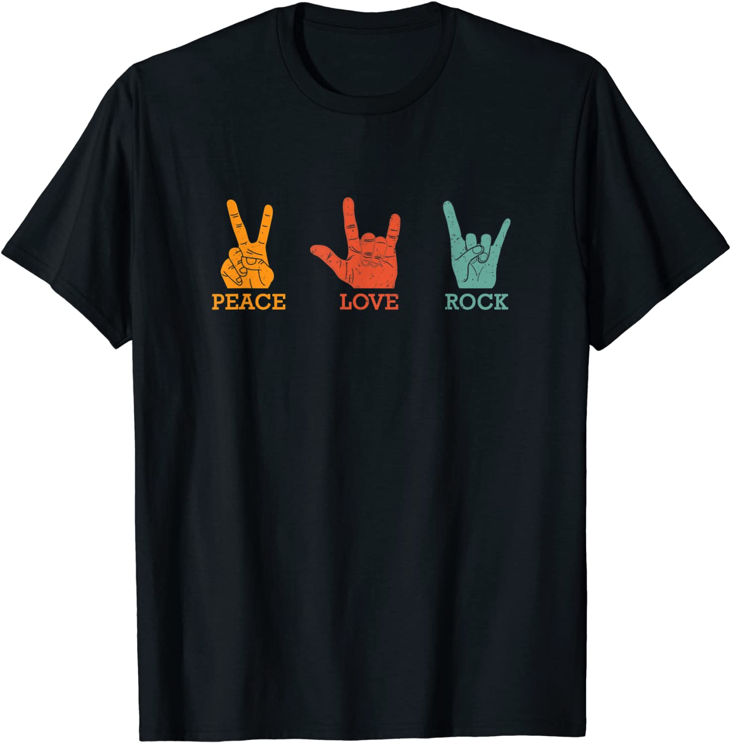 Classic Peace Love Rock Vintage Tee Concert Band Rock Music T-Shirt
