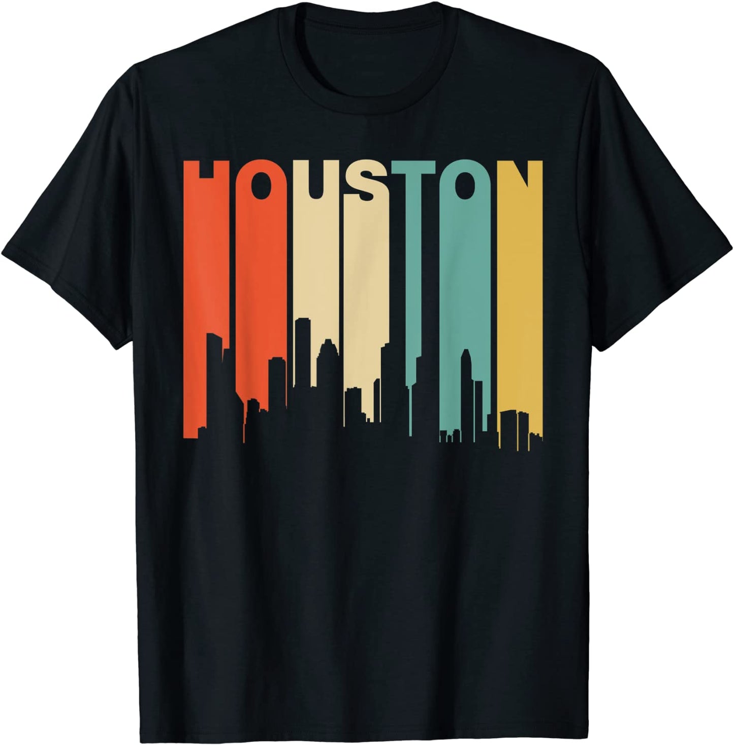 Retro 1970s Style Houston Texas Skyline T-Shirt