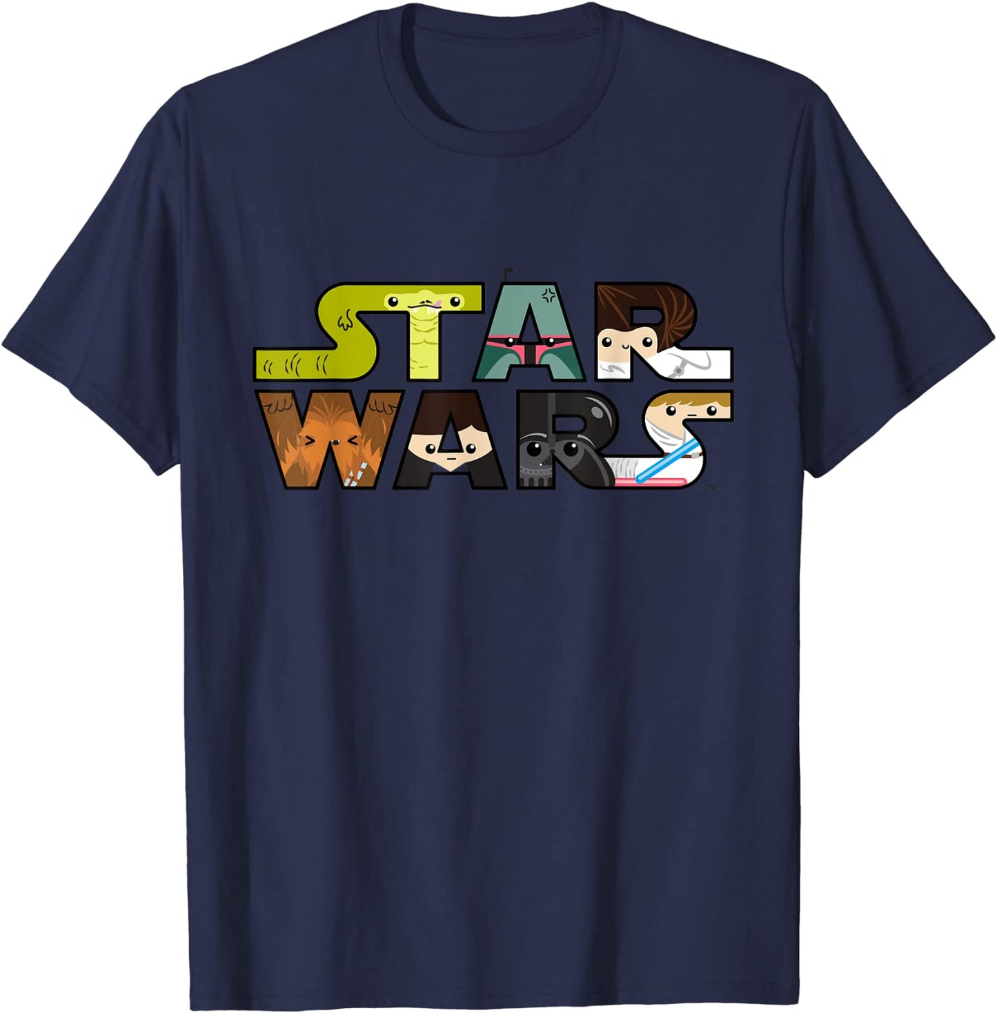 Star Wars Logo Character Close-Up Kawaii Style T-shirt