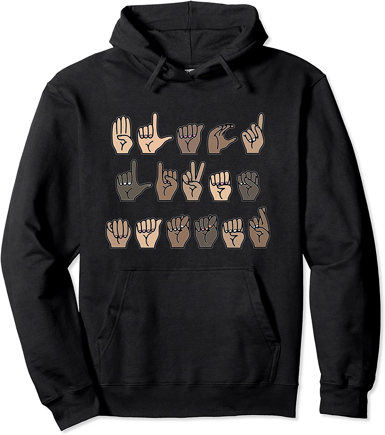 Black Lives Matter ASL Sign Language Hand Signs Deaf Mute Pullover Hoodie