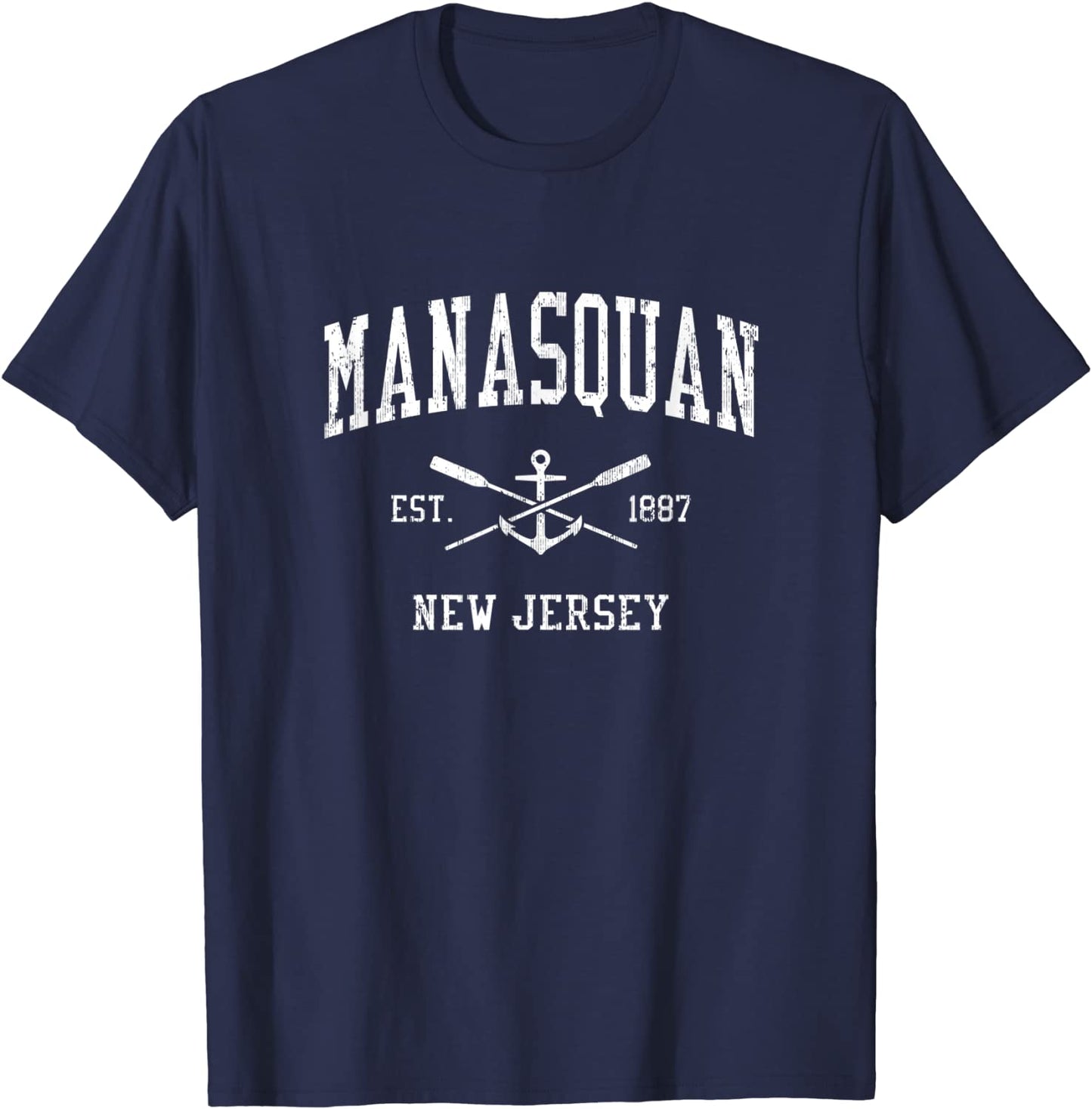 Manasquan NJ Vintage Crossed Oars Boat Anchor Sports T-Shirt