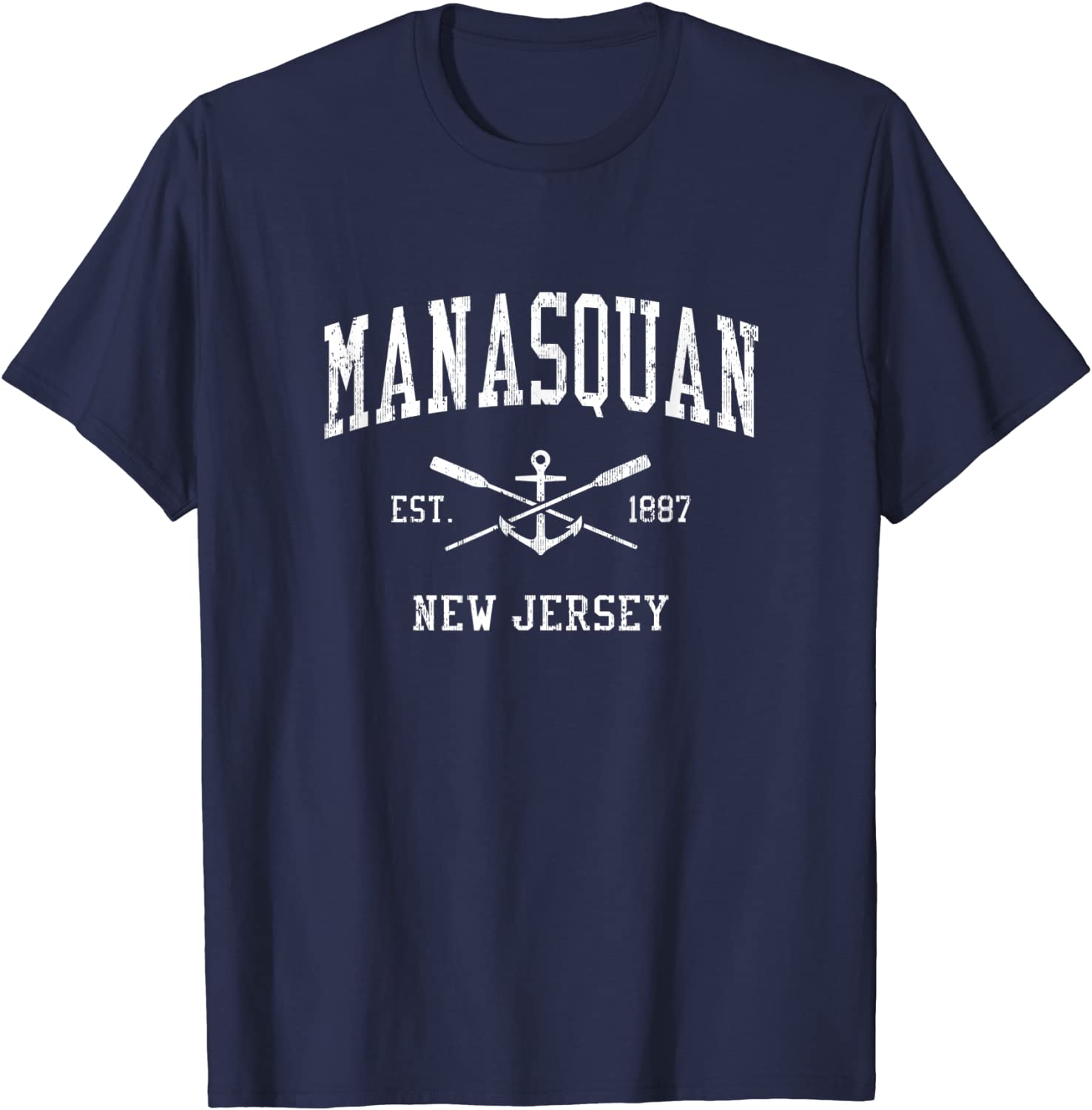Manasquan NJ Vintage Crossed Oars Boat Anchor Sports T-Shirt